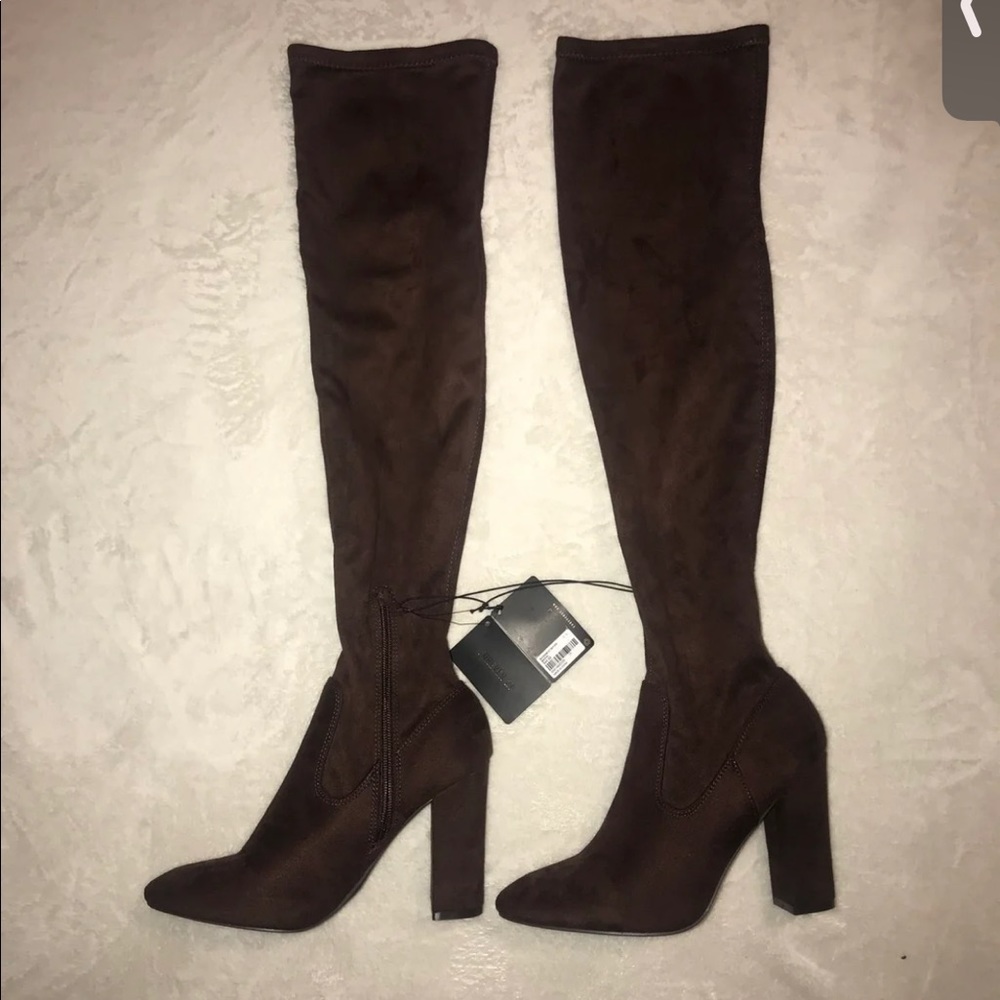 Brown Suede Thigh High Boots